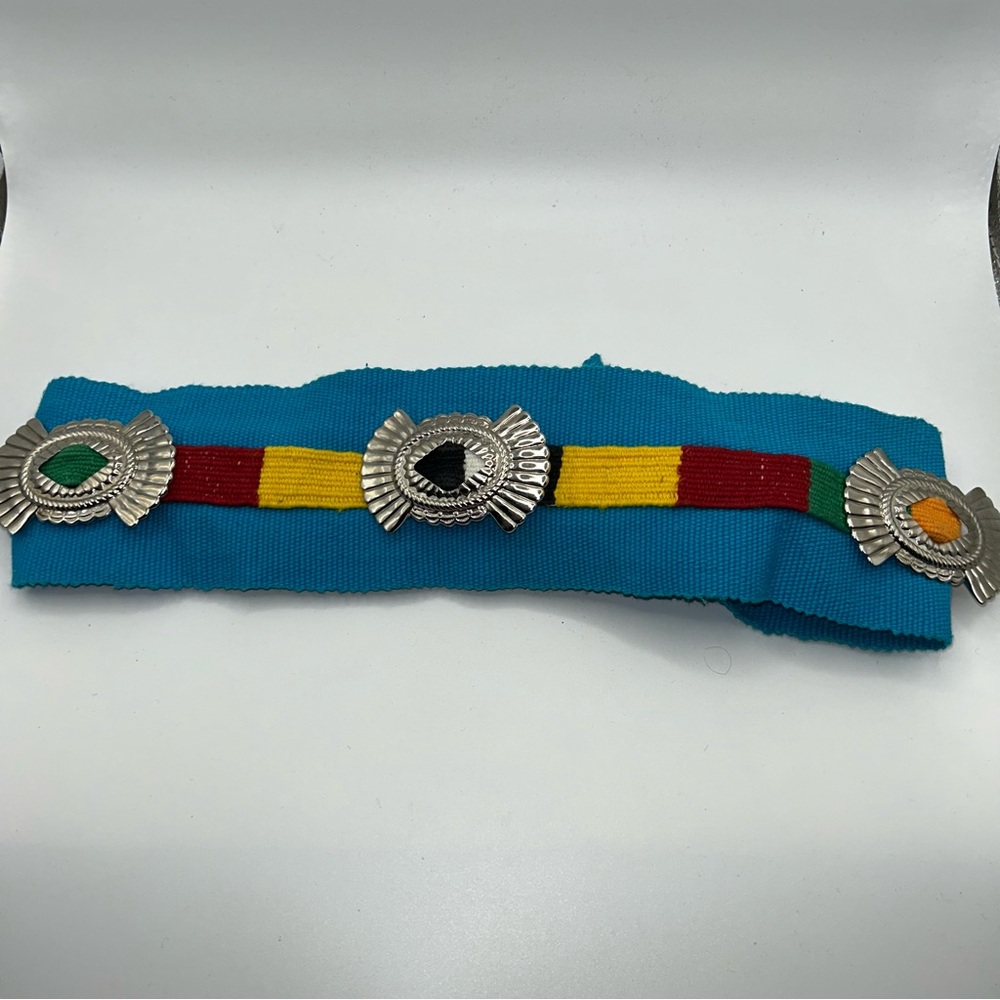 Native American concho belt aqua blue color